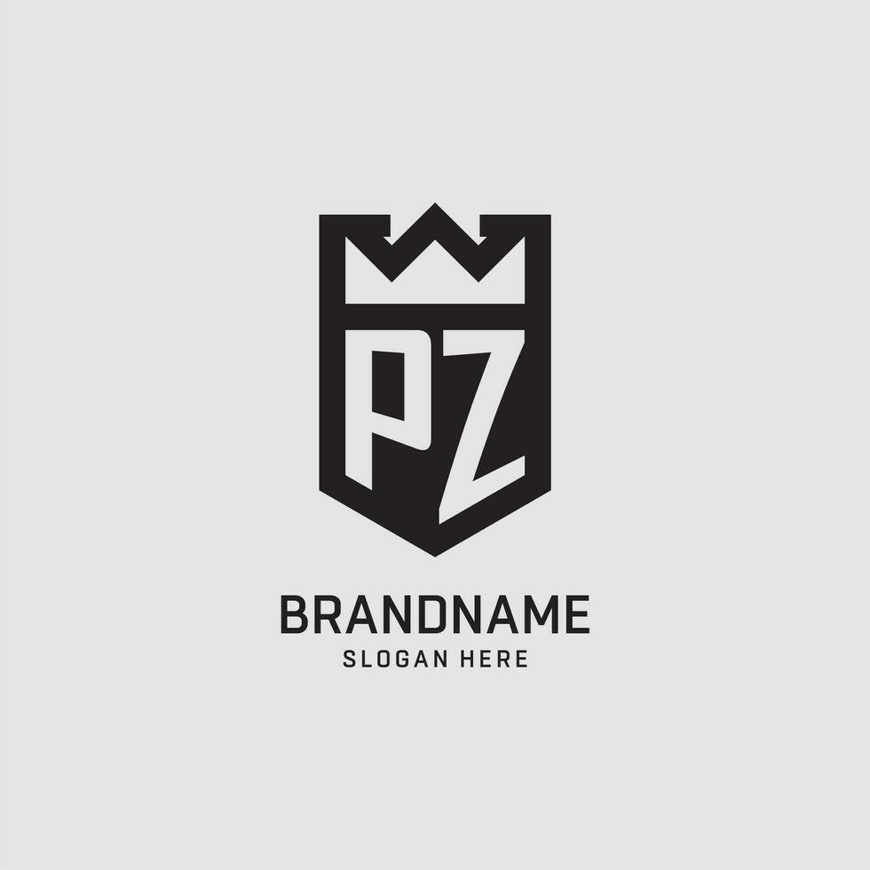 Initial PZ logo shield shape, creative esport logo design vector