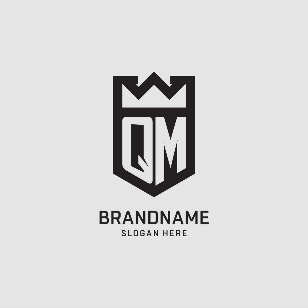 Initial QM logo shield shape, creative esport logo design vector