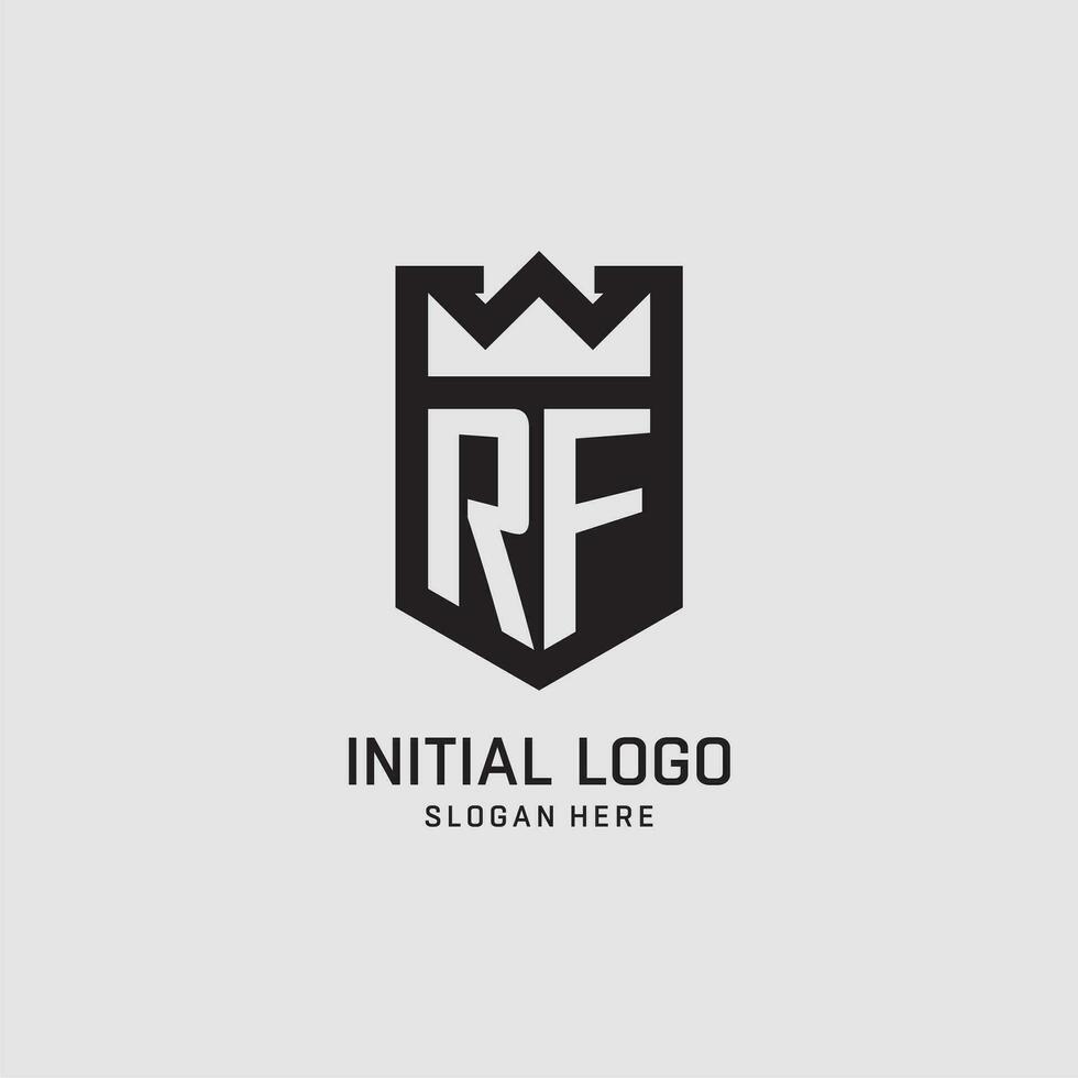Initial RF logo shield shape, creative esport logo design vector