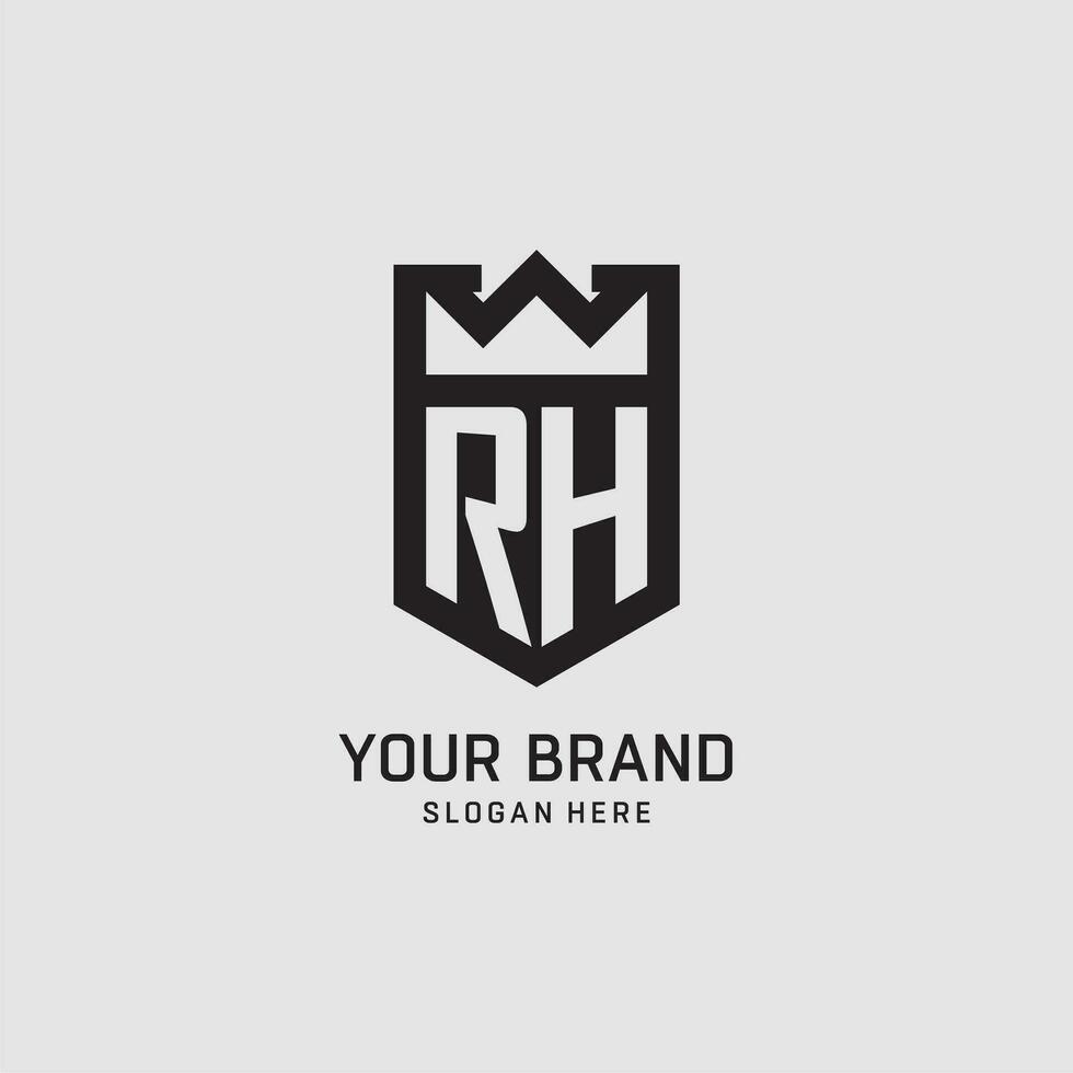 Initial RH logo shield shape, creative esport logo design vector