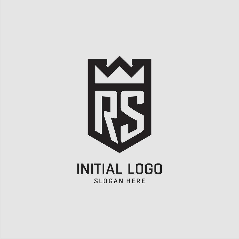 Initial RS logo shield shape, creative esport logo design vector