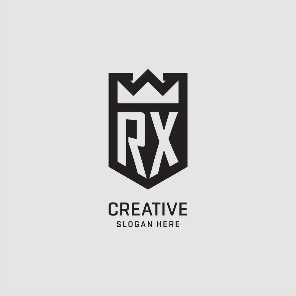 Initial RX logo shield shape, creative esport logo design vector
