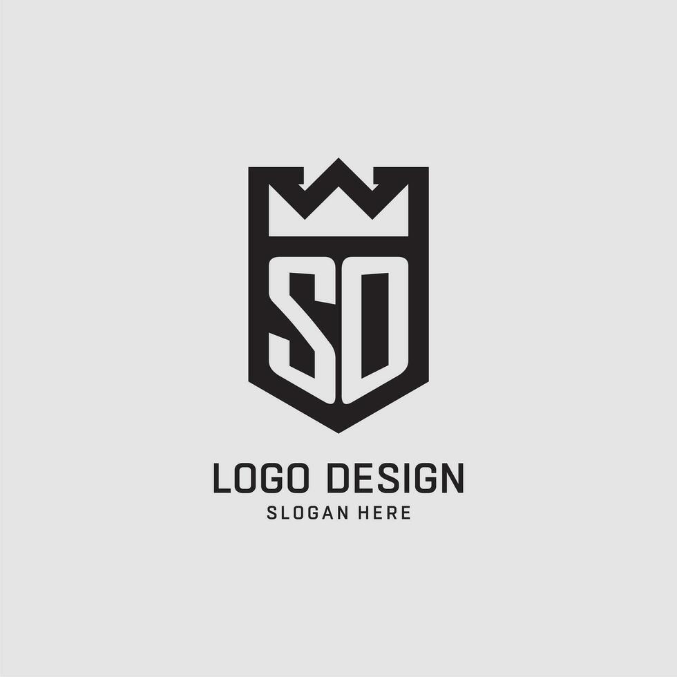 Initial SO logo shield shape, creative esport logo design vector