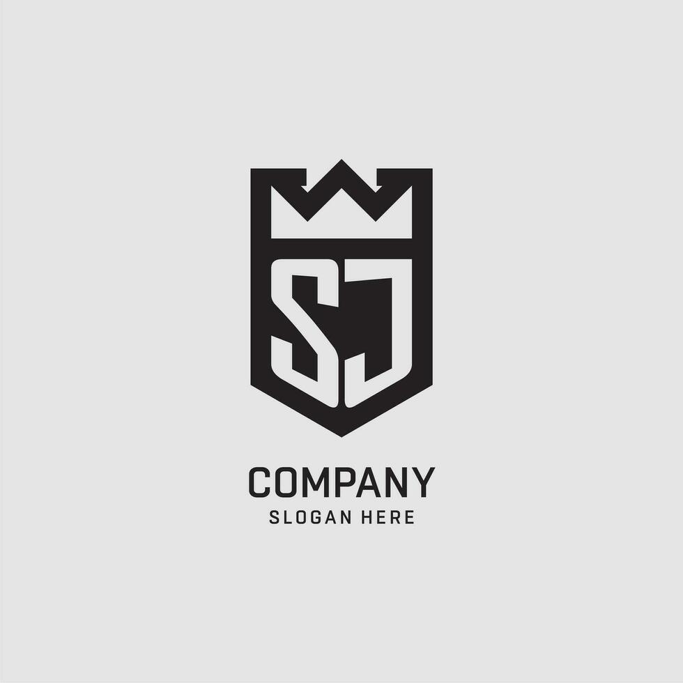 Initial SJ logo shield shape, creative esport logo design vector