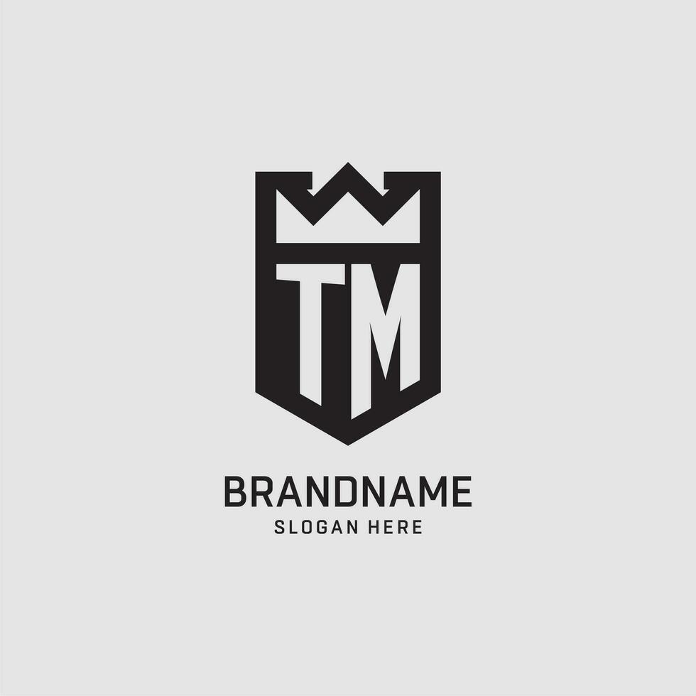 Initial TM logo shield shape, creative esport logo design vector