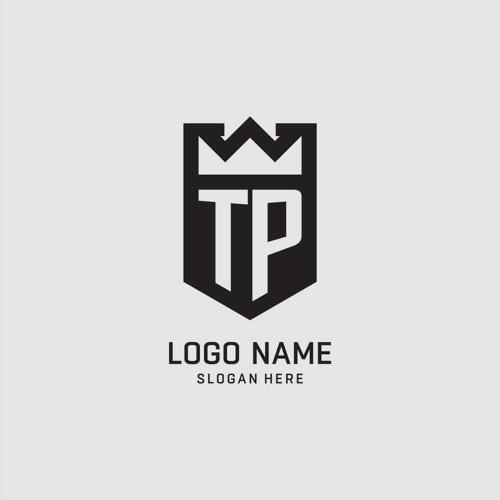 Initial TP logo shield shape, creative esport logo design vector
