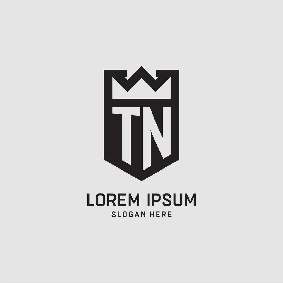 Initial TN logo shield shape, creative esport logo design vector