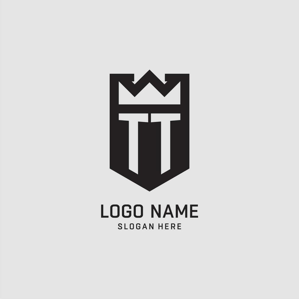 Initial TT logo shield shape, creative esport logo design vector