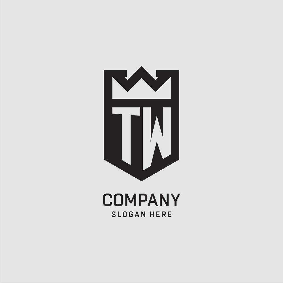 Initial TW logo shield shape, creative esport logo design vector