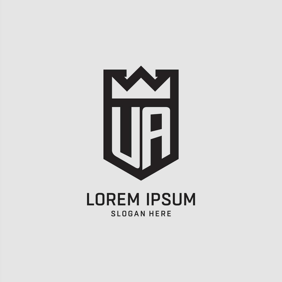 Initial UA logo shield shape, creative esport logo design vector