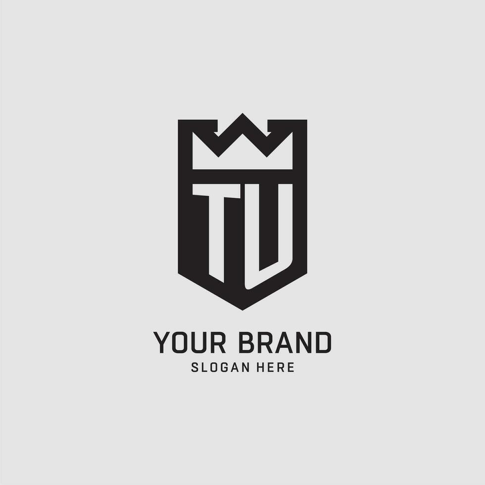 Initial TU logo shield shape, creative esport logo design vector