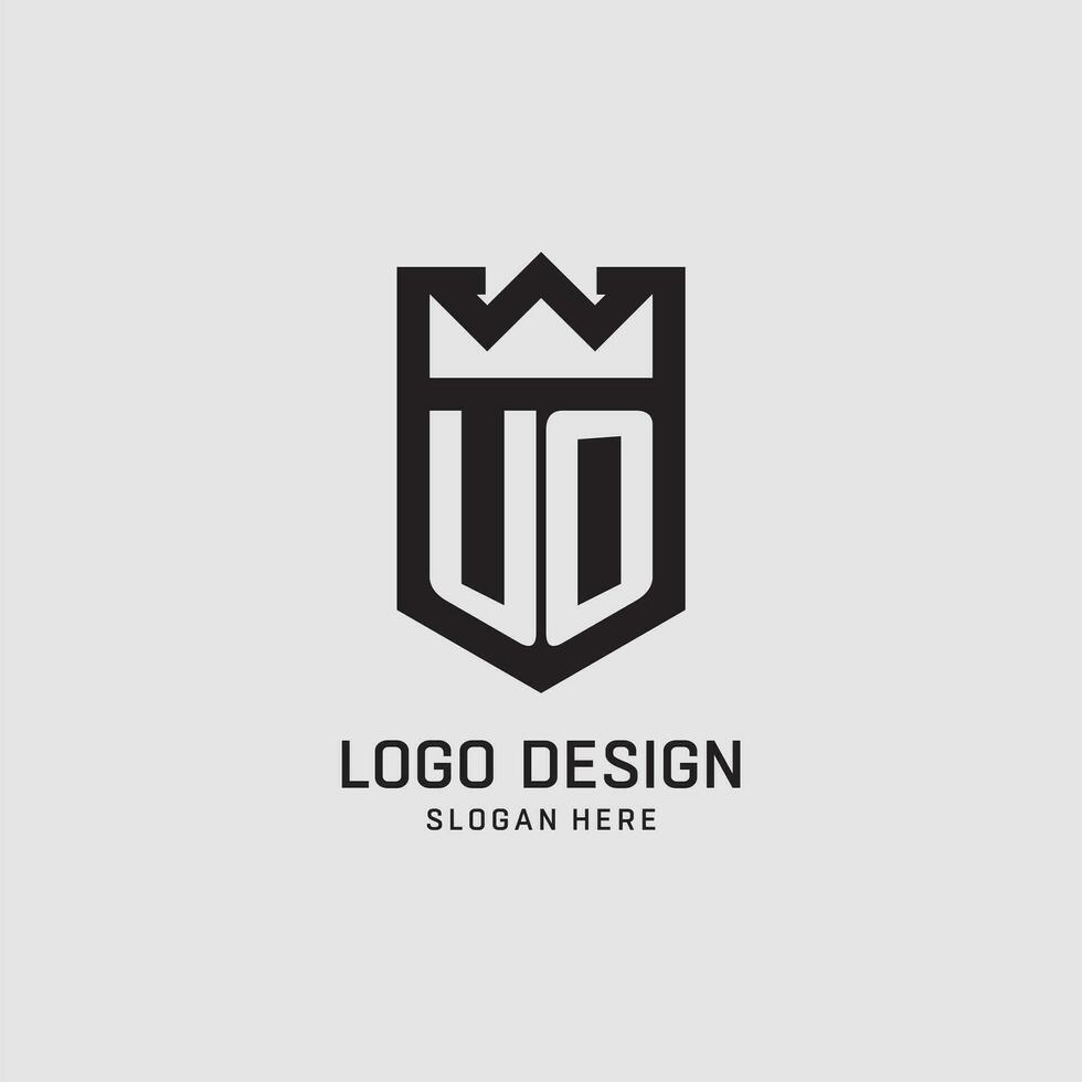 Initial UO logo shield shape, creative esport logo design vector