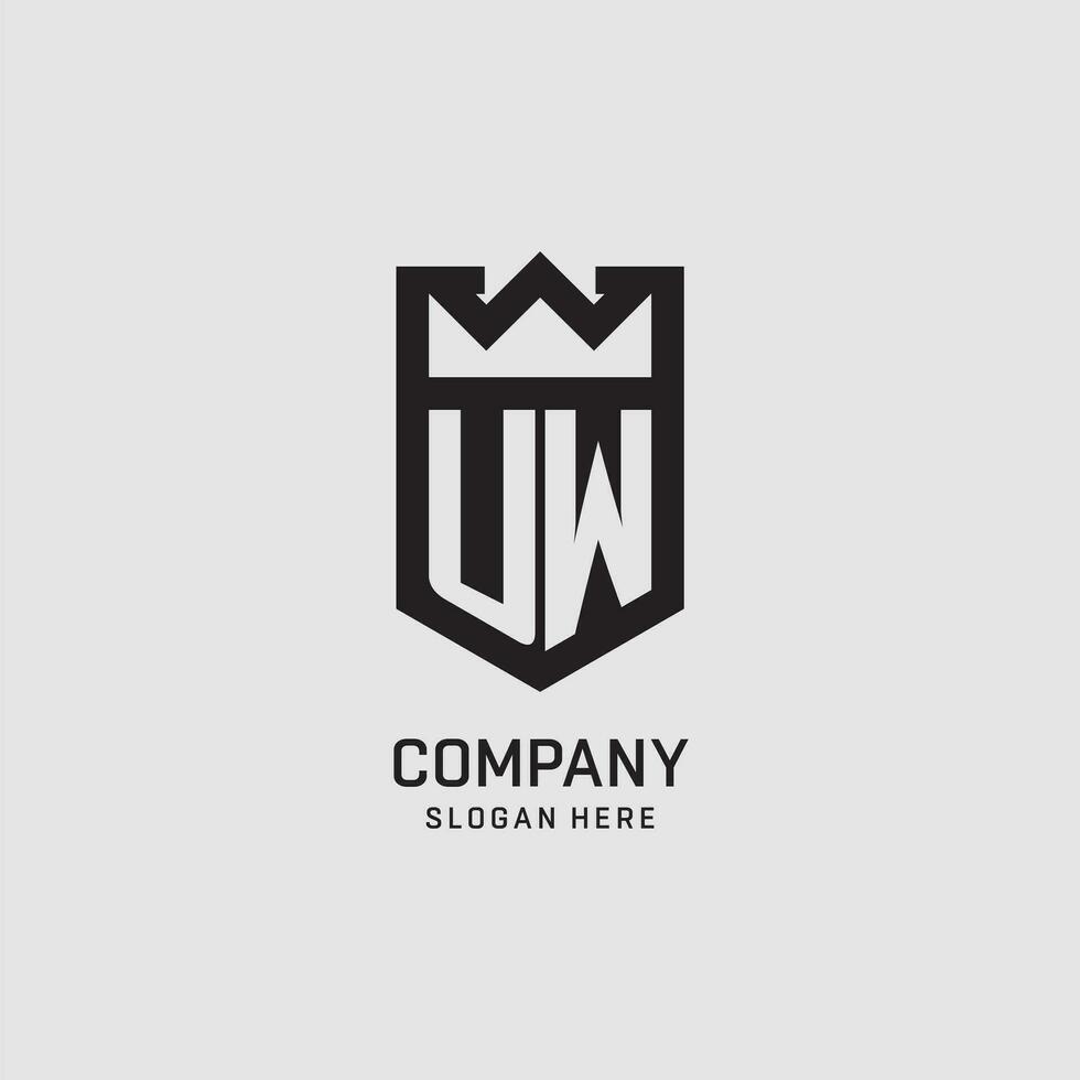 Initial UW logo shield shape, creative esport logo design vector