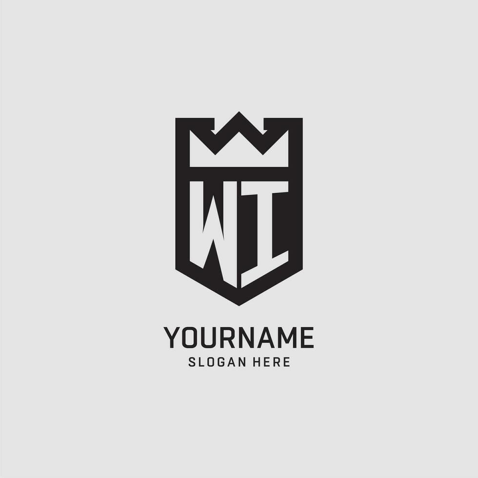 Initial WI logo shield shape, creative esport logo design vector