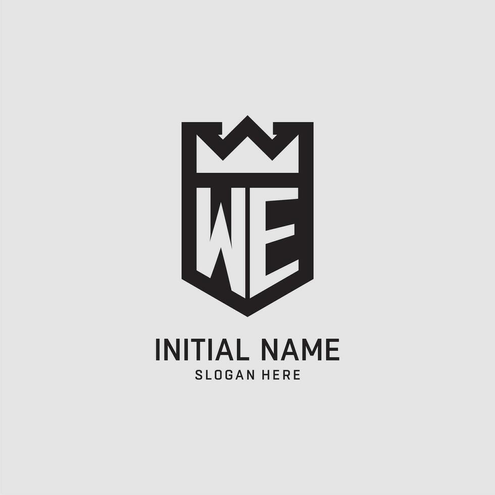 Initial WE logo shield shape, creative esport logo design vector