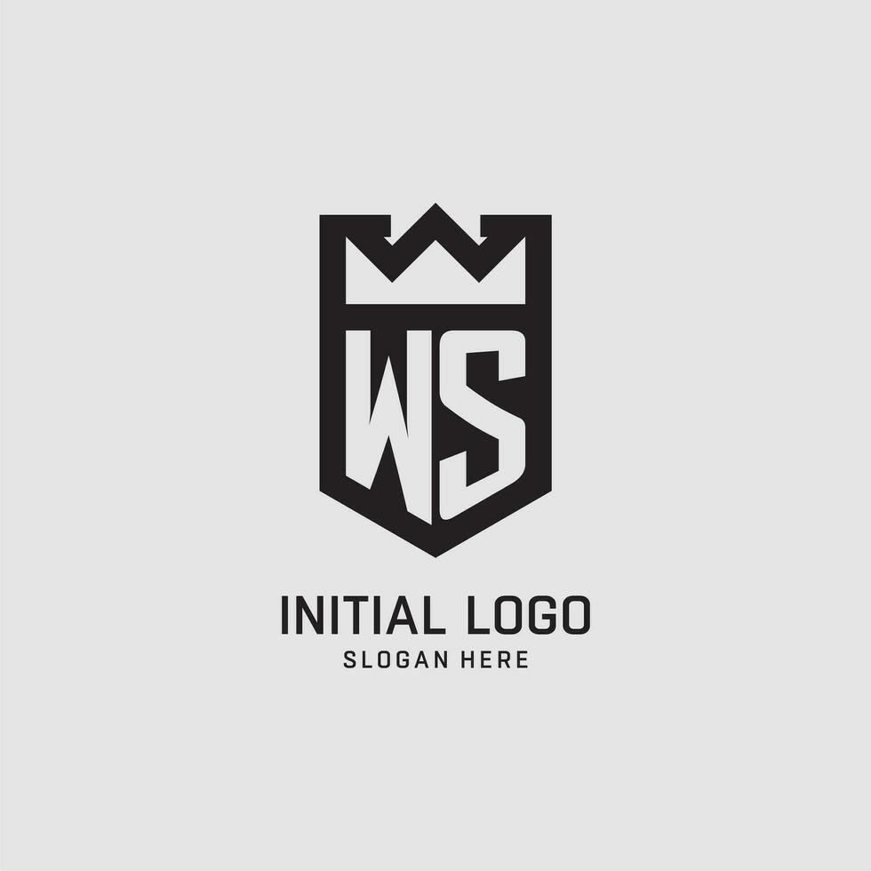 Initial WS logo shield shape, creative esport logo design vector