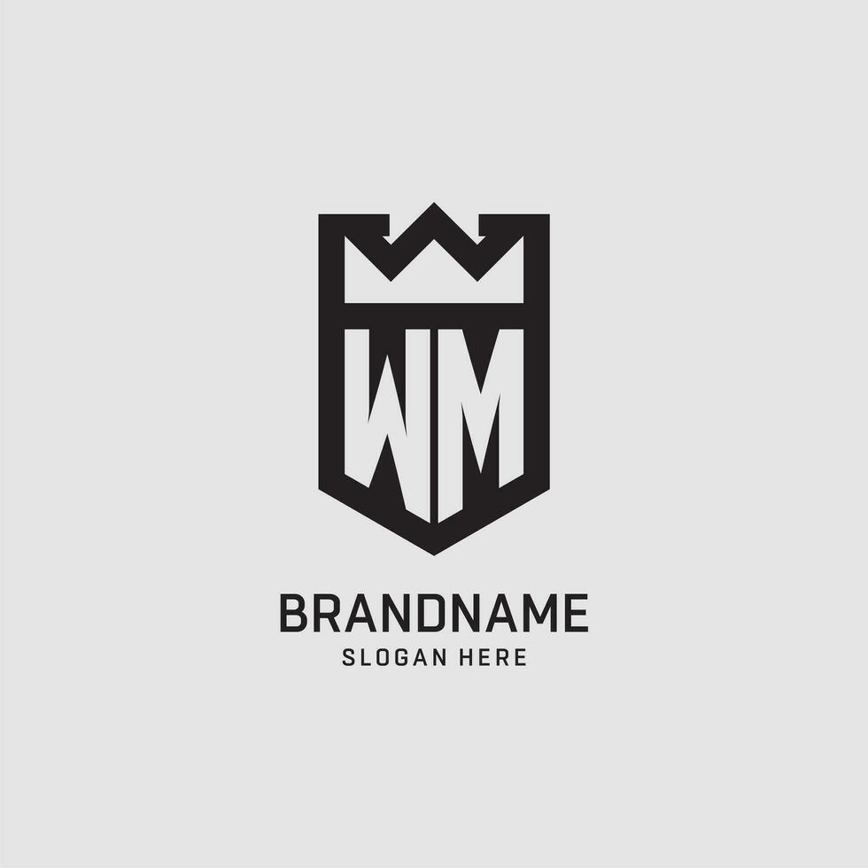 Initial WM logo shield shape, creative esport logo design vector