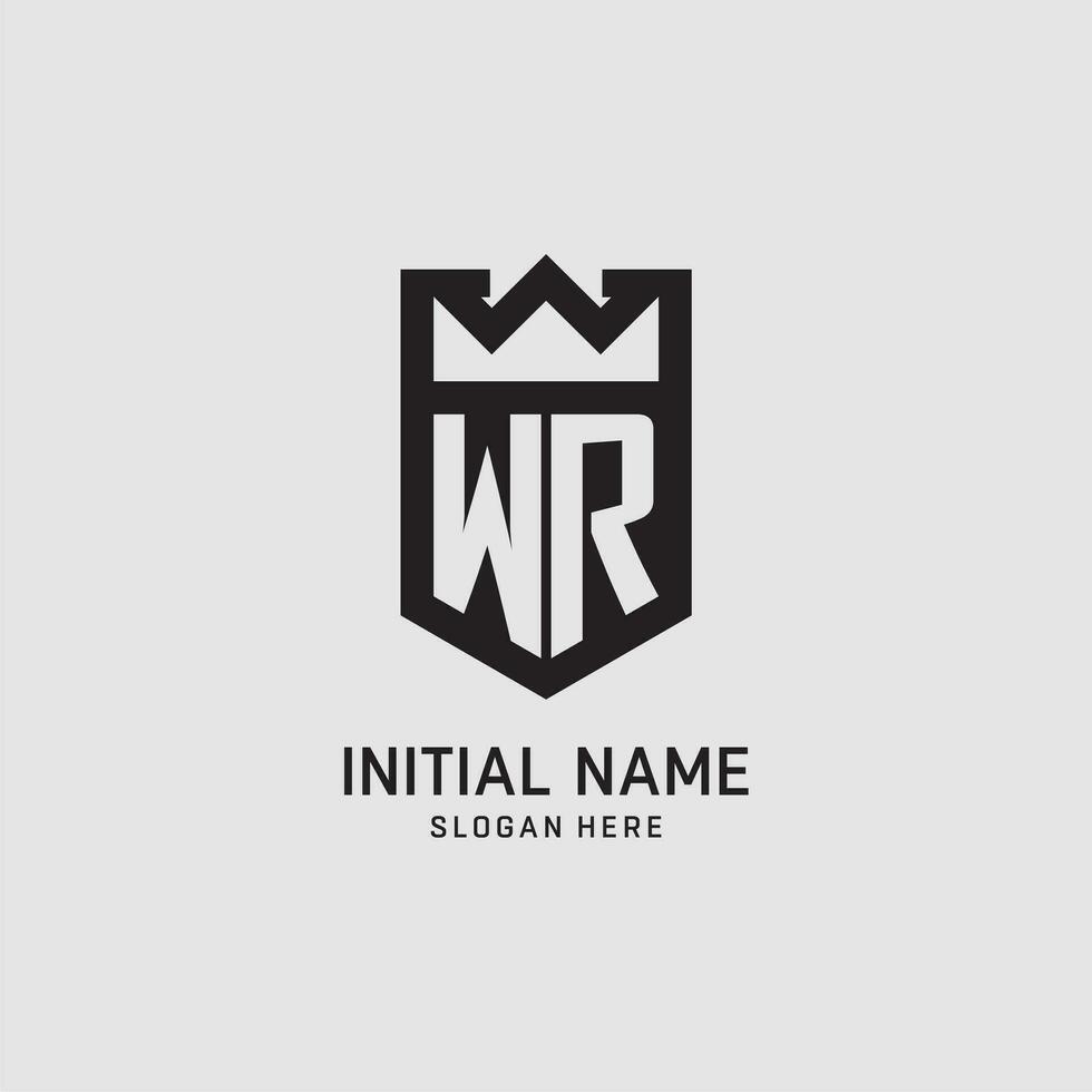 Initial WR logo shield shape, creative esport logo design vector