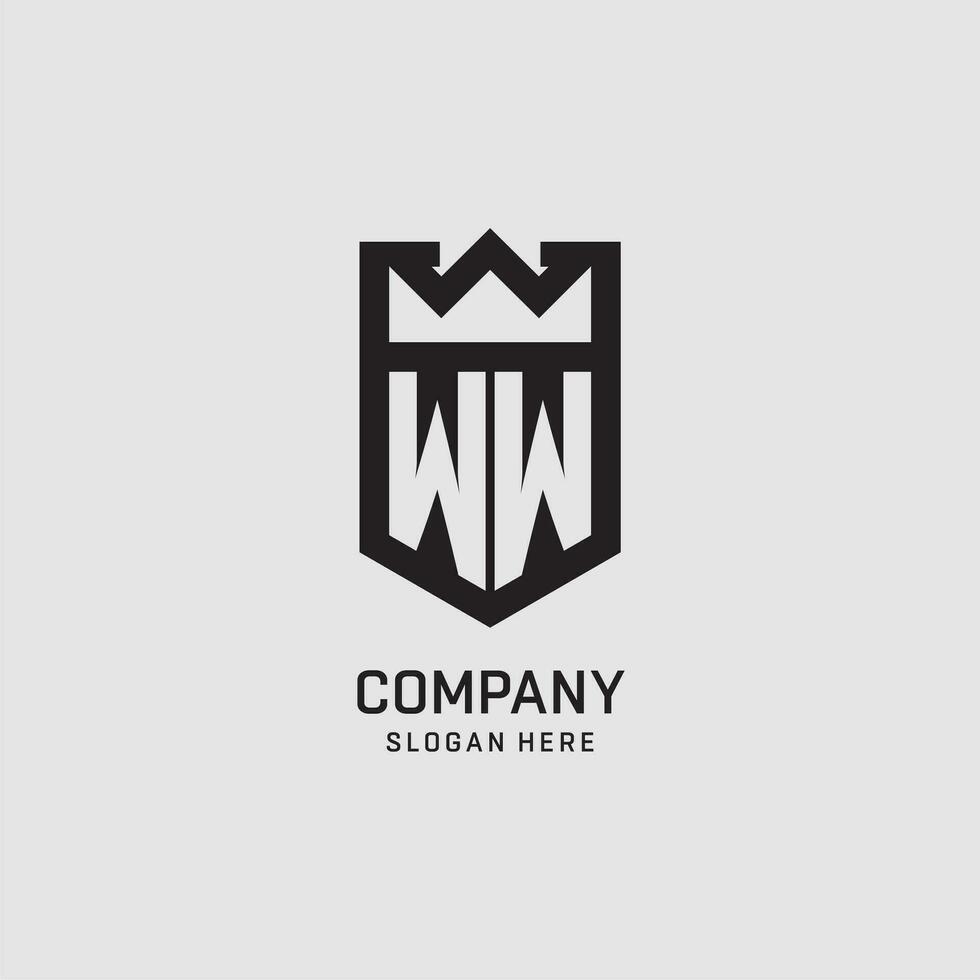 Initial WW logo shield shape, creative esport logo design vector