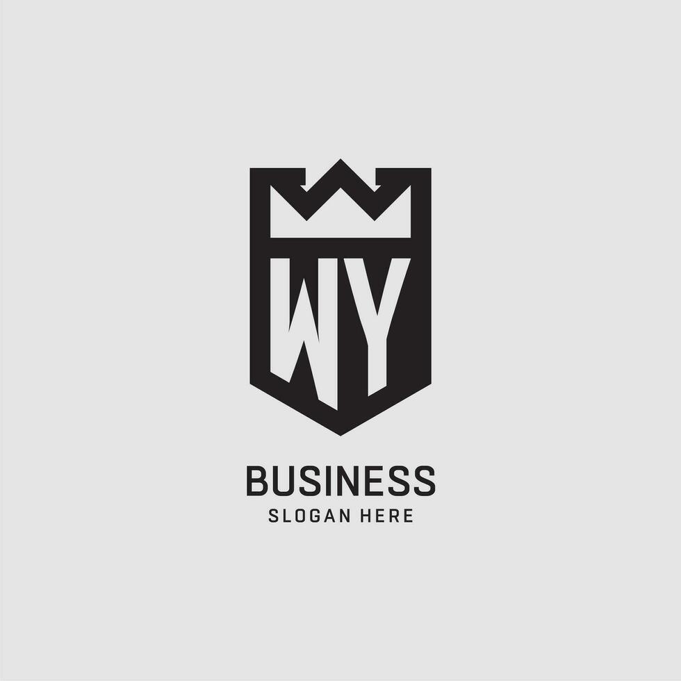 Initial WY logo shield shape, creative esport logo design vector