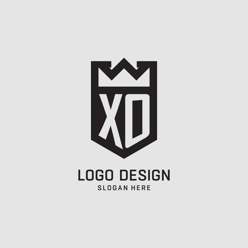 Initial XO logo shield shape, creative esport logo design vector