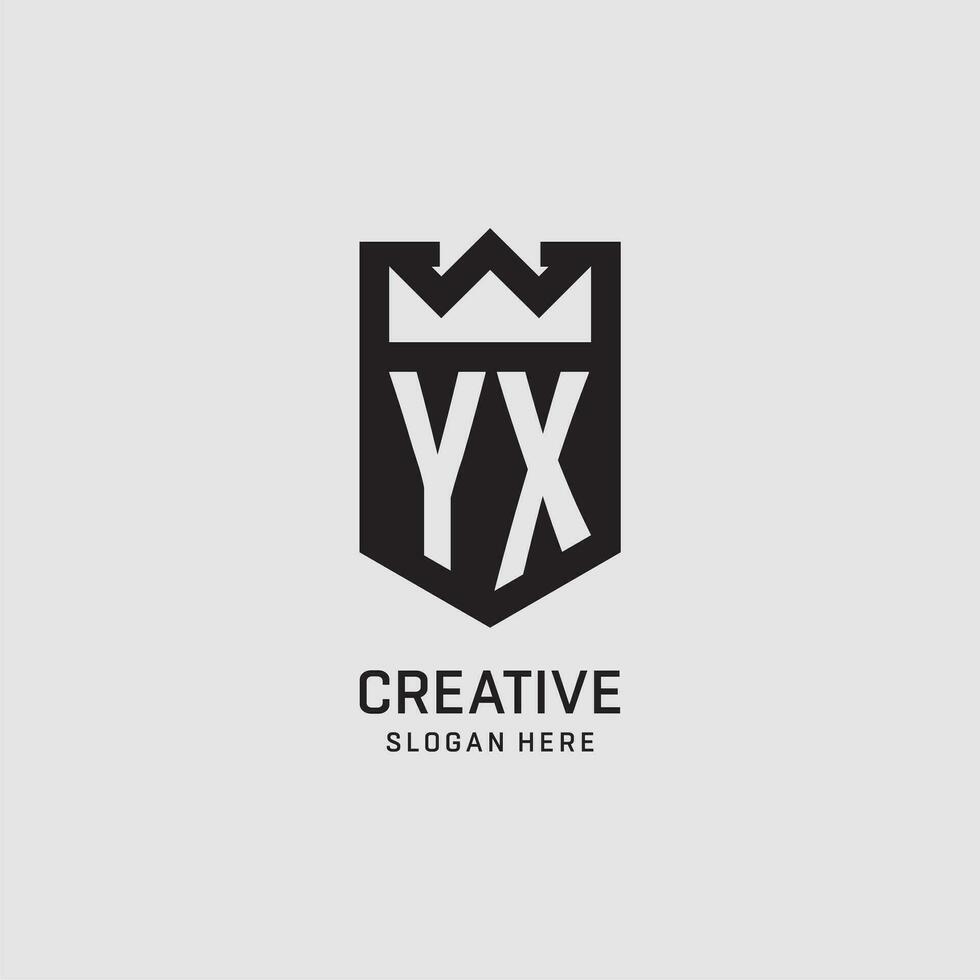 Initial YX logo shield shape, creative esport logo design vector