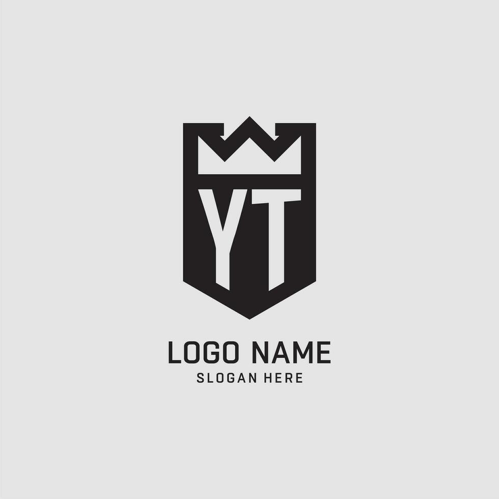 Initial YT logo shield shape, creative esport logo design vector