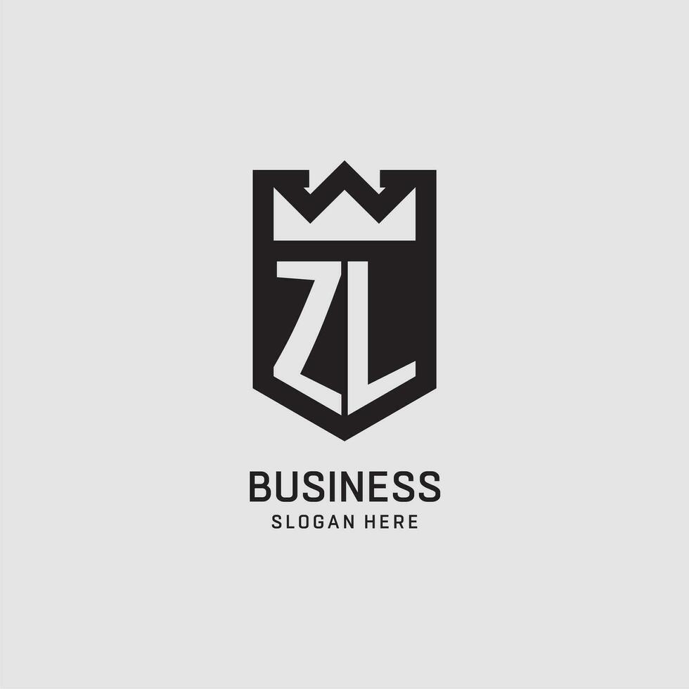 Initial ZL logo shield shape, creative esport logo design vector