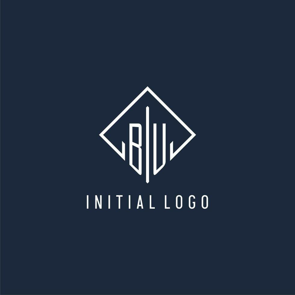 BU initial logo with luxury rectangle style design vector