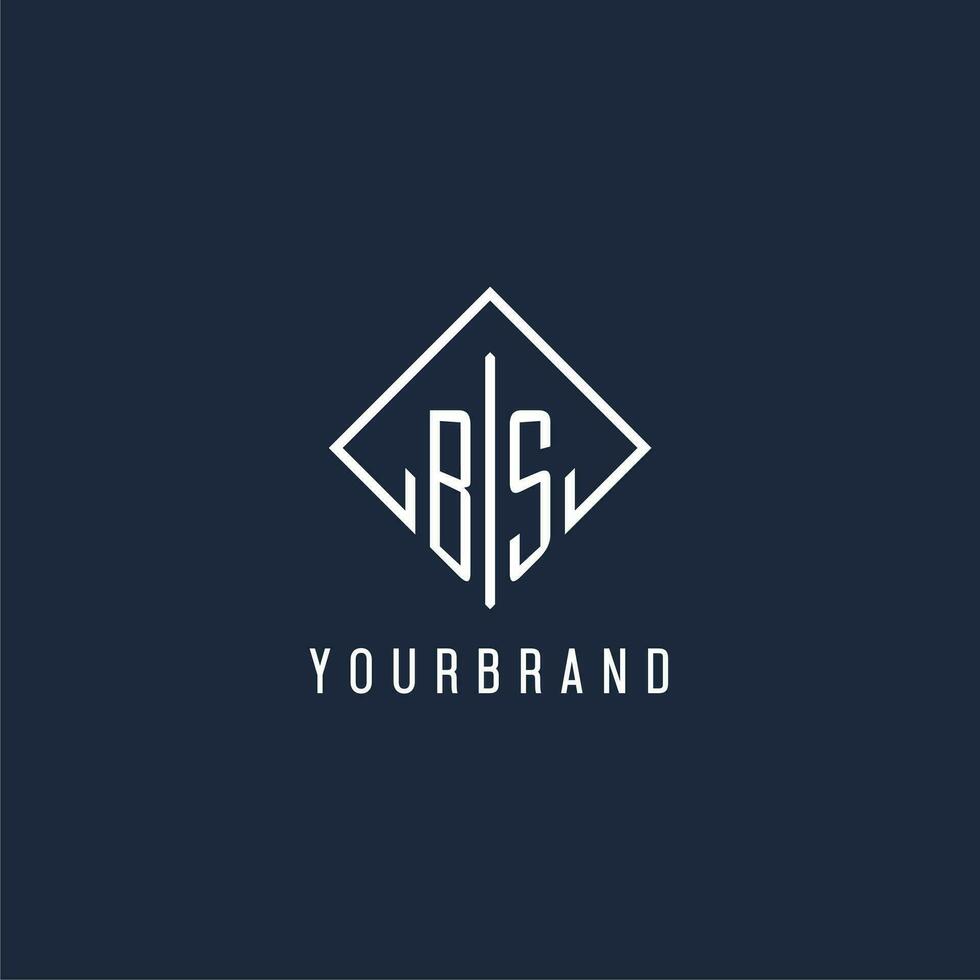 BS initial logo with luxury rectangle style design vector