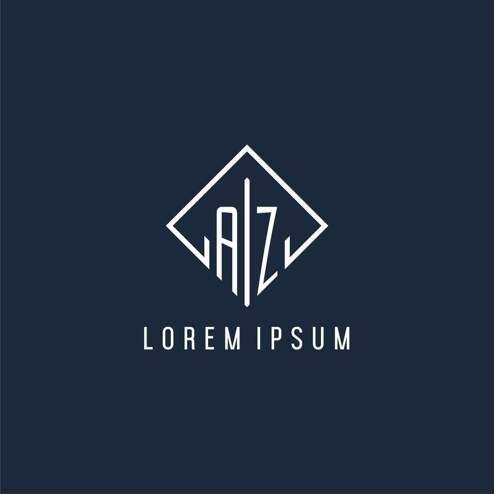 AZ initial logo with luxury rectangle style design vector