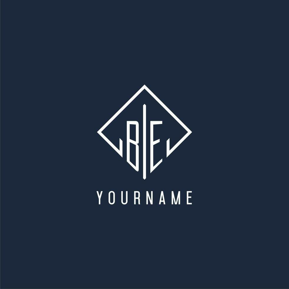 BE initial logo with luxury rectangle style design vector