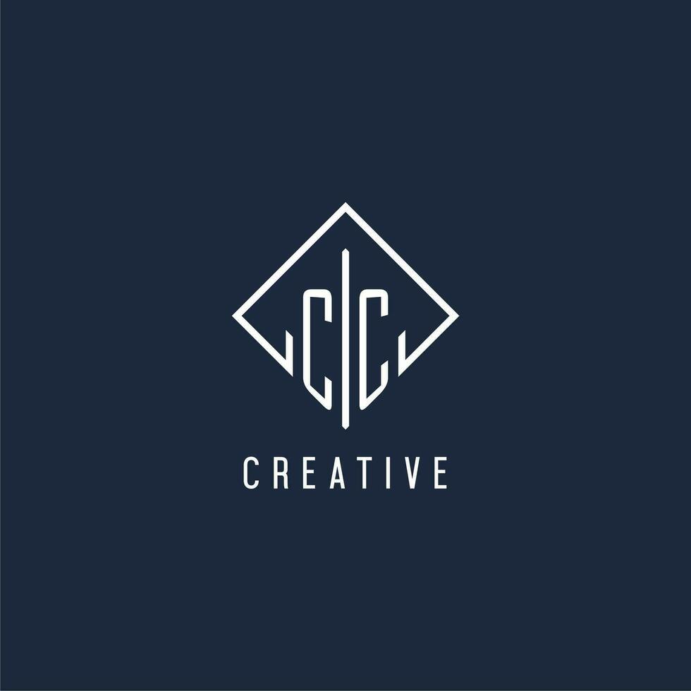 CC initial logo with luxury rectangle style design vector