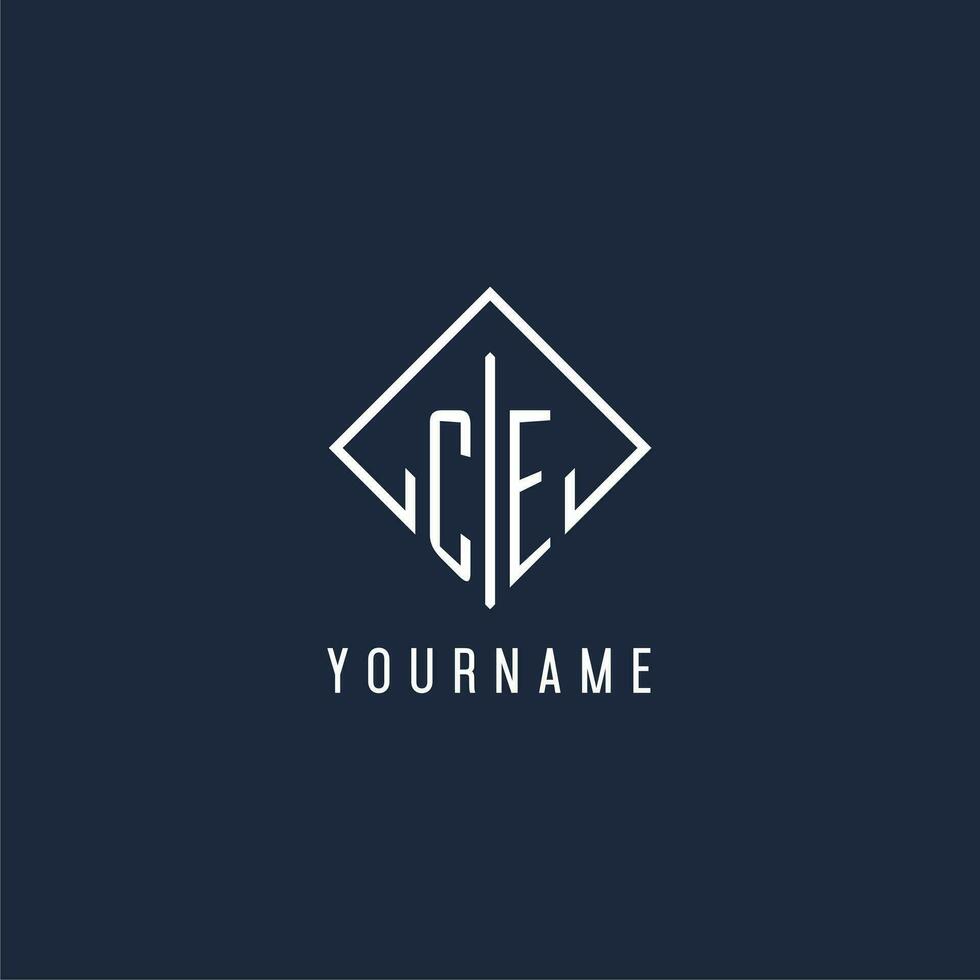 CE initial logo with luxury rectangle style design vector