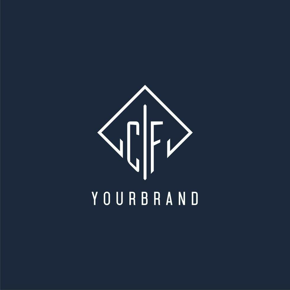CF initial logo with luxury rectangle style design vector
