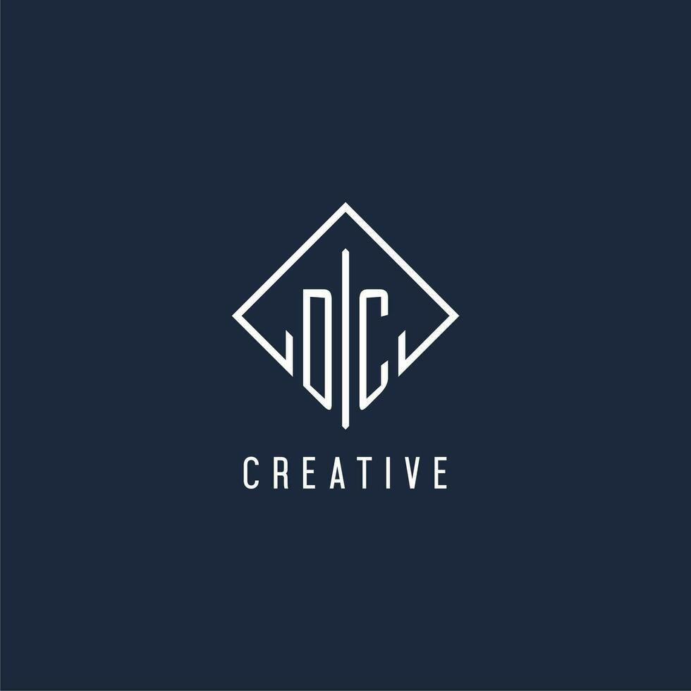 DC initial logo with luxury rectangle style design vector