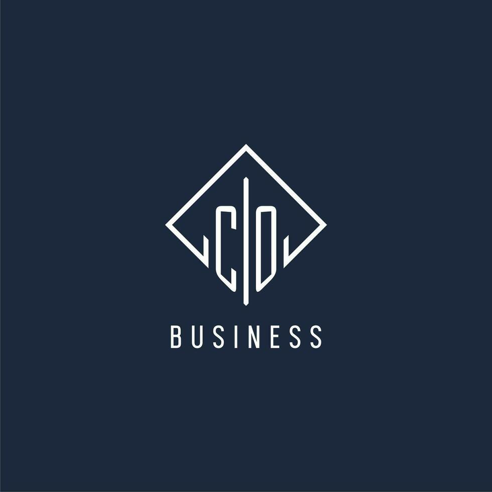 CO initial logo with luxury rectangle style design vector