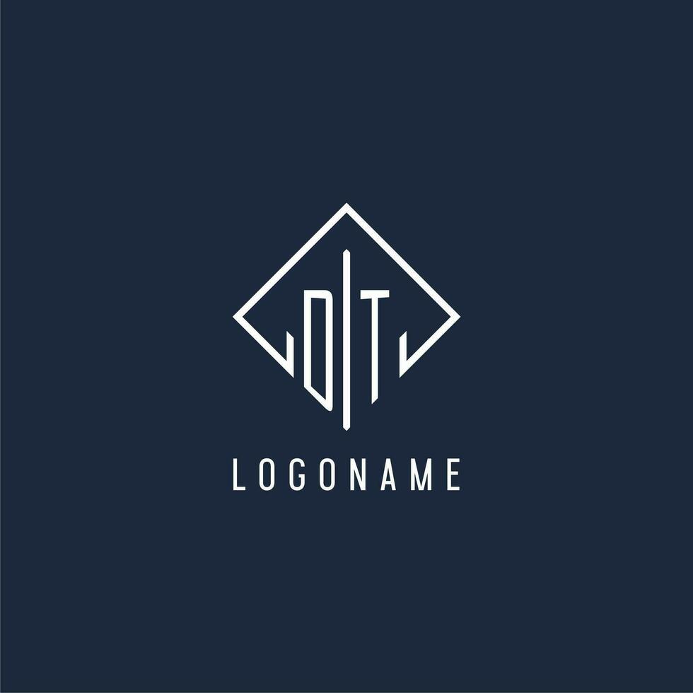 DT initial logo with luxury rectangle style design vector