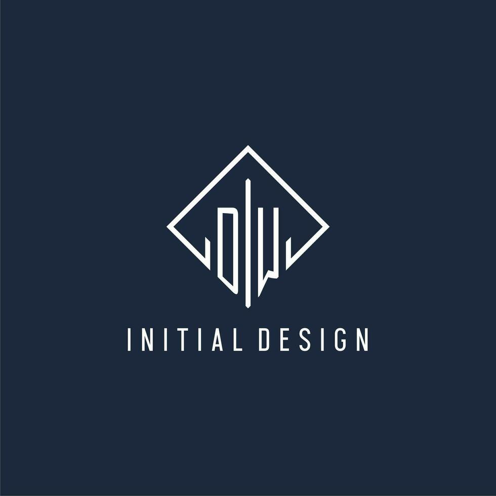 DW initial logo with luxury rectangle style design vector