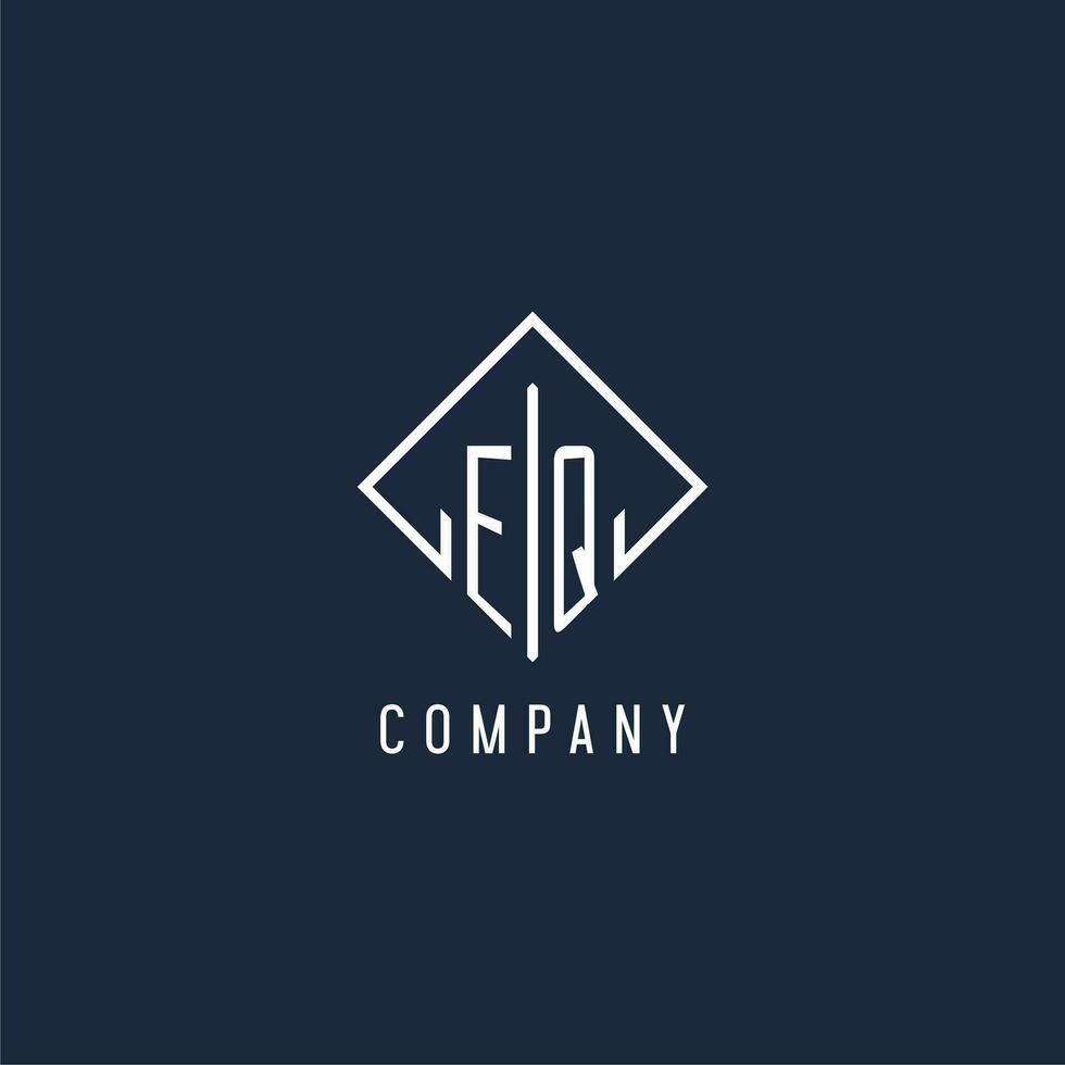 EQ initial logo with luxury rectangle style design vector