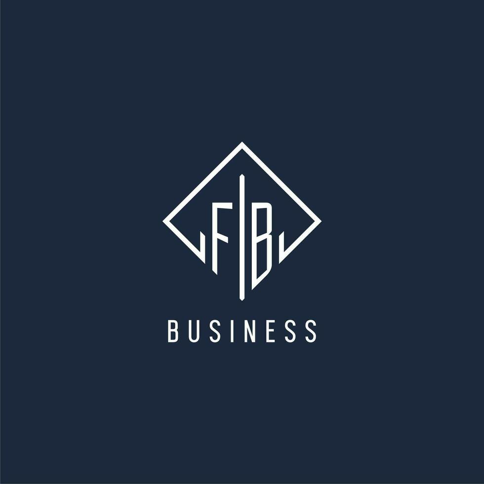 FB initial logo with luxury rectangle style design vector