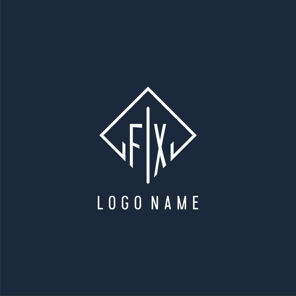 FX initial logo with luxury rectangle style design vector