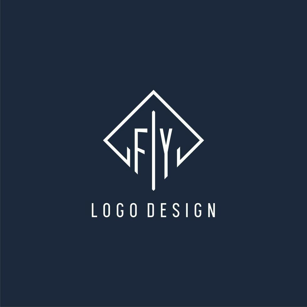 FY initial logo with luxury rectangle style design vector