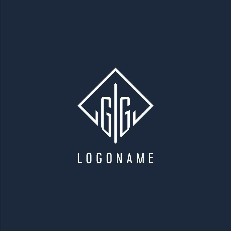 GG initial logo with luxury rectangle style design vector