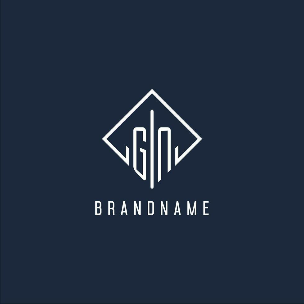 GN initial logo with luxury rectangle style design vector