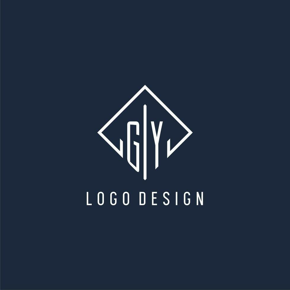 GY initial logo with luxury rectangle style design vector
