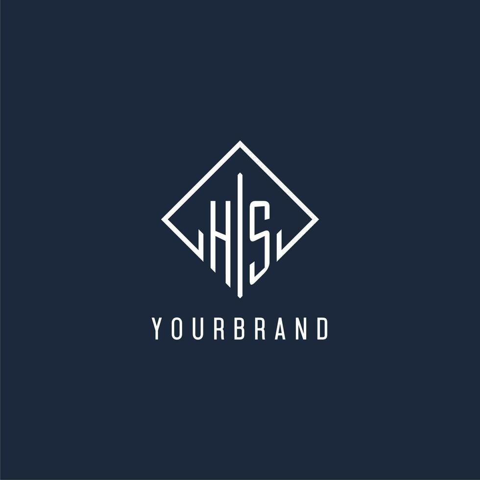 HS initial logo with luxury rectangle style design vector