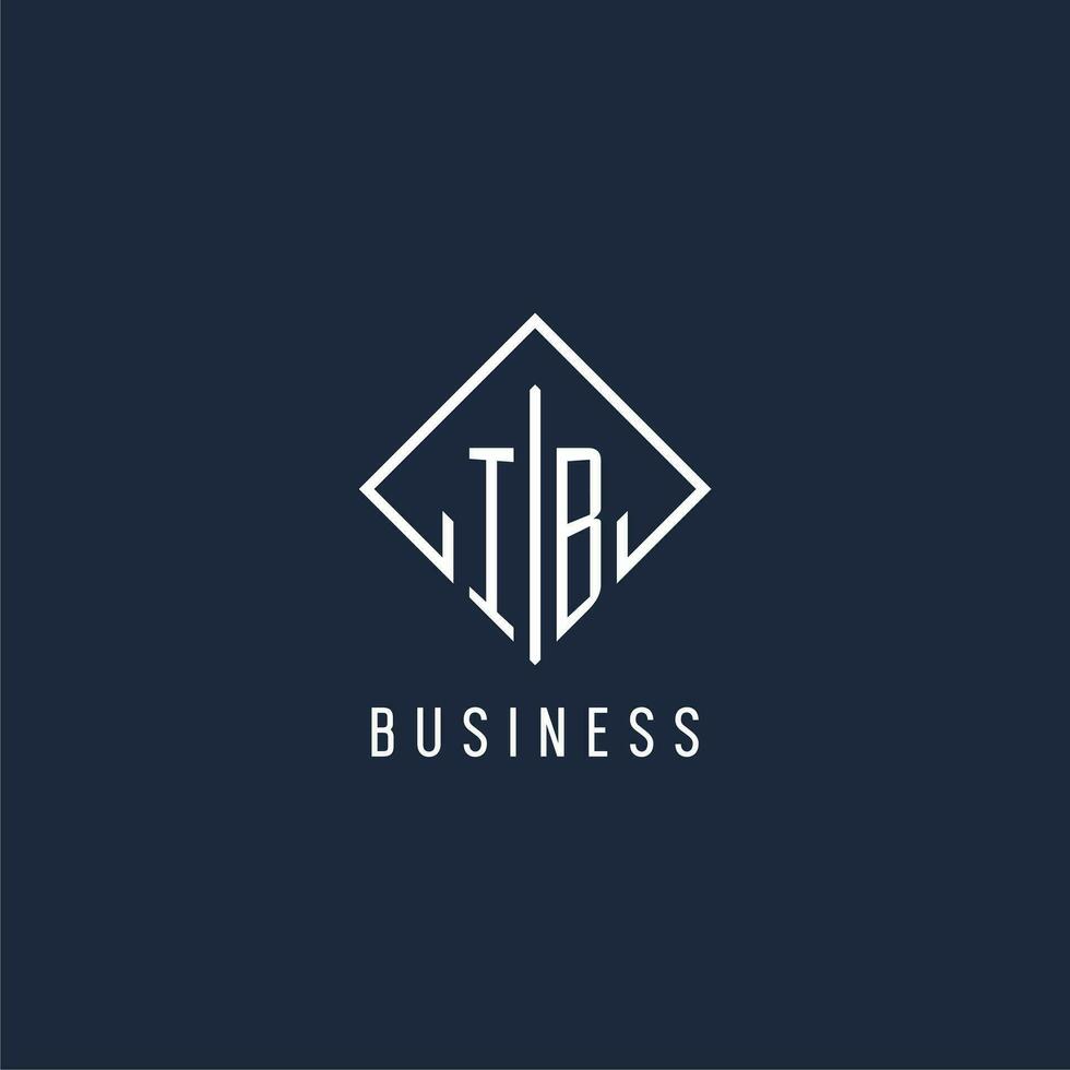 IB initial logo with luxury rectangle style design vector