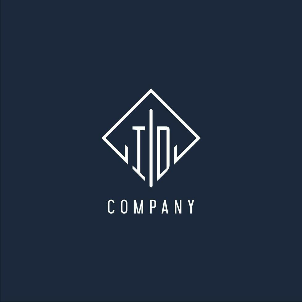 ID initial logo with luxury rectangle style design vector