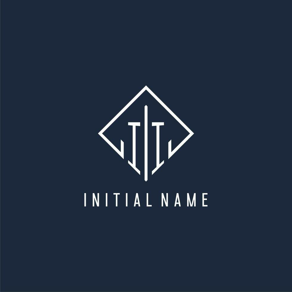 II initial logo with luxury rectangle style design vector
